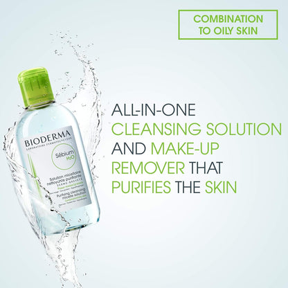 Bioderma - Sébium H2O - Micellar Water - Facial Cleanser and Makeup Remover - Face Cleanser for Combination to Oily Skin