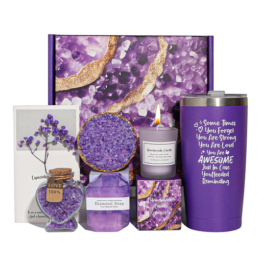 Birthday Gifts for Women Set, Relaxing Lavender Spa Gift Basket Set for Mom Sister Girl Wife Daughter, Best Friend Gifts